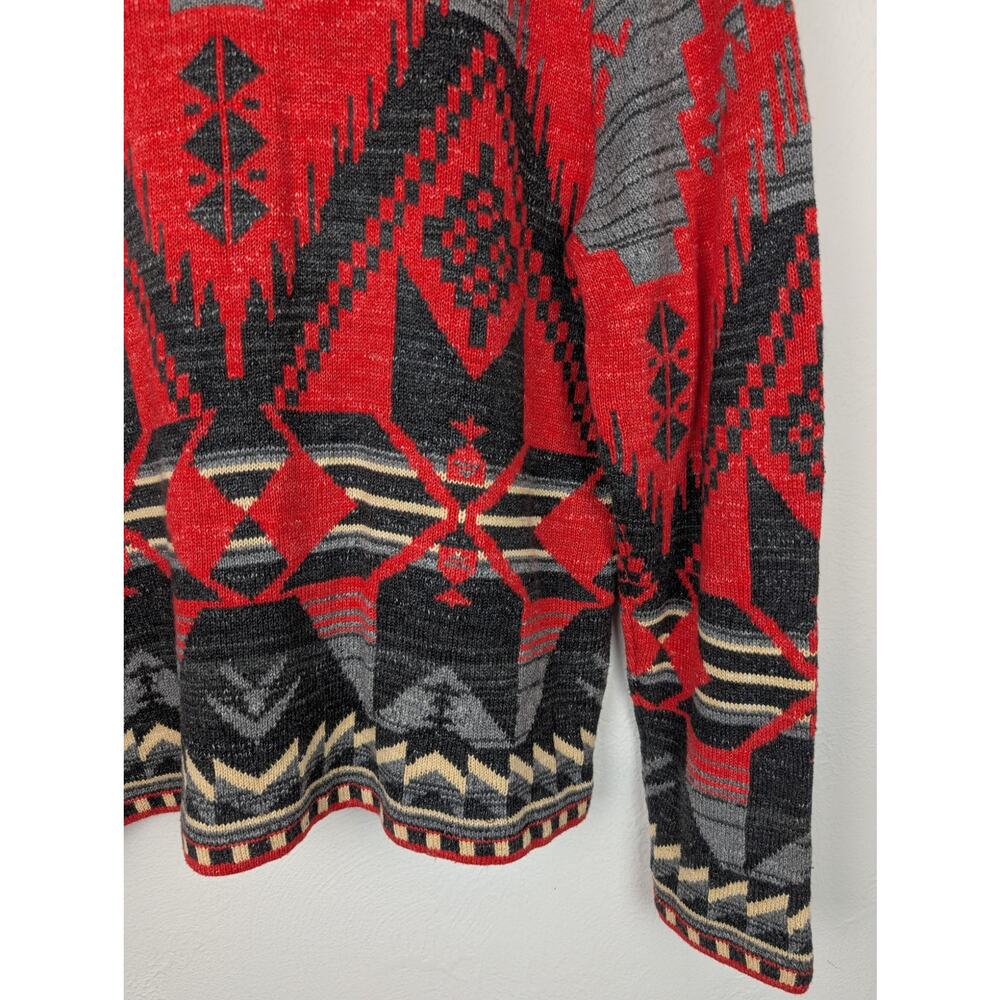 Lauren Ralph Lauren Jeans Cardigan Sweater Aztec Southwest Western NWT Size XL - Picture 7 of 10